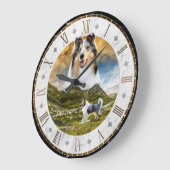 Sheep Herding Blue Merle Rough Collie Dog - Große Wanduhr (Winkel)