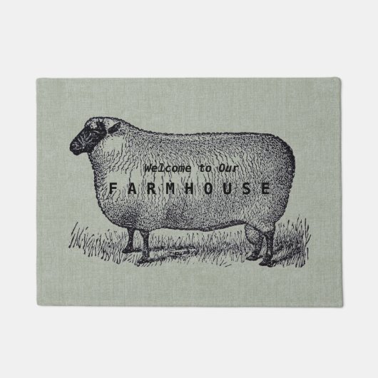 Sheep Illustration Farmhouse Style Custom Welcome Fußmatte (Vorderseite)