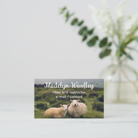 Sheep in Field Fiber Arts Wool Yarn Knitting Visitenkarte (Stehend Vorderseite)
