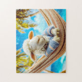 Sheep in hammock under palm tree puzzle (Vertikal)