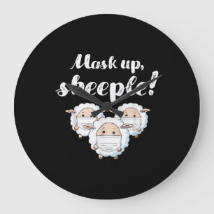 Sheep in mask Tier Lovers Große Wanduhr