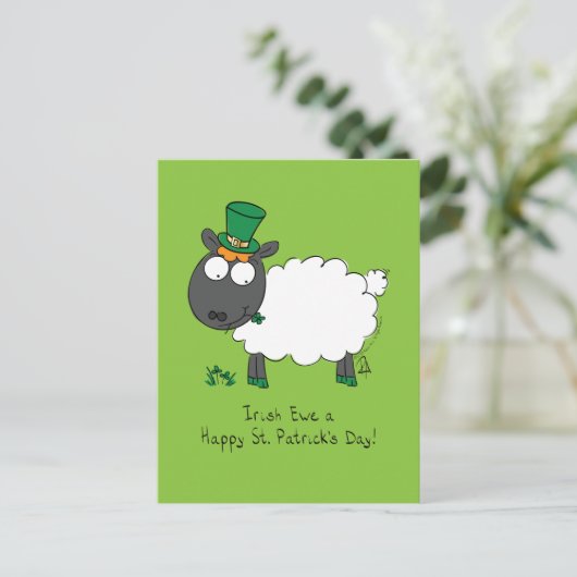 Sheep Irish Funny St. Patrick's Day Postkarte (Stehend Vorderseite)