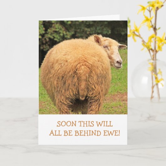 Sheep Joke Pun Funny Get Well Card Karte (Gelbe Blume)