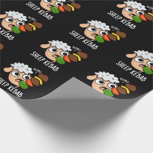 Sheep Kebab Funny Shish Kebab Pun Dark BG Geschenkpapier (Ecke)