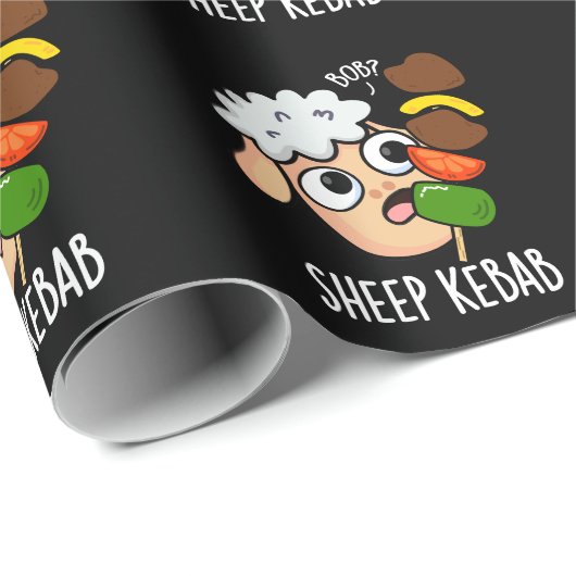 Sheep Kebab Funny Shish Kebab Pun Dark BG Geschenkpapier (Rolleneckpunkt)