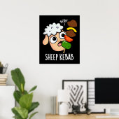 Sheep Kebab Funny Shish Kebab Pun Dark BG Poster (Heimbüro)