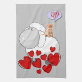 Sheep Kitten Red Hearts Küche Handtuch (Vertikal)