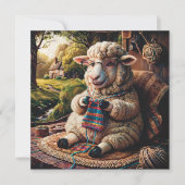 Sheep Knitting 1.1 Funny Flat Greeting Card (Vorderseite)