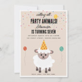 Sheep Lamb Cute Farm Party Animals Birthday Einladung (Vorderseite)