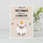 Sheep Lamb Cute Farm Party Animals Birthday Einladung (Stehend Vorderseite)