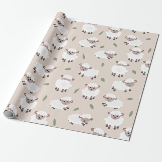 Sheep & Lamb Cute Hand Drawn Farm Animals Geschenkpapier (Ungerollt)