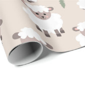 Sheep & Lamb Cute Hand Drawn Farm Animals Geschenkpapier (Rolleneckpunkt)