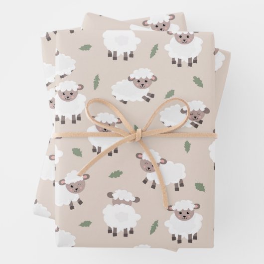 Sheep & Lamb Cute Hand Drawn Farm Animals Geschenkpapier Set (Beispiel)