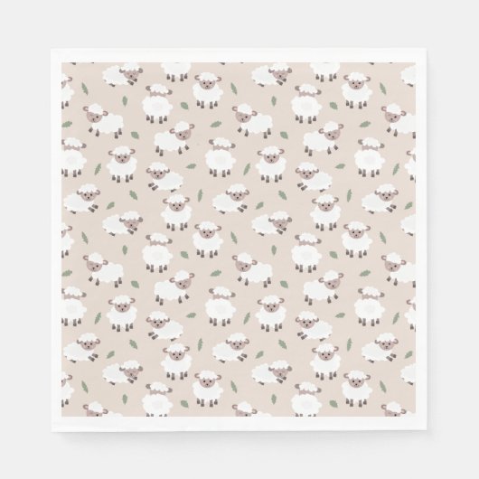 Sheep & Lamb Cute Hand Drawn Farm Animals Serviette (Vorderseite)