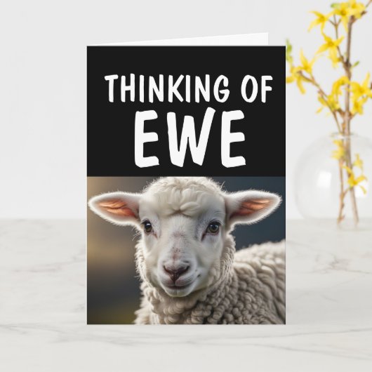 SHEEP LAMB FUNNY PUN HELLO Grußkarten Karte (Gelbe Blume)