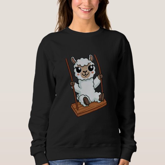 Sheep Lamb Swinging Playground Cartoon Sweatshirt (Vorderseite)