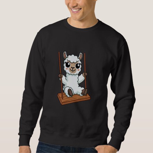 Sheep Lamb Swinging Playground Cartoon Sweatshirt (Vorderseite)