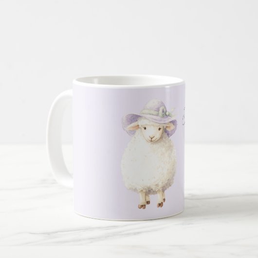 Sheep Lavender Hat Kaffeetasse (Vorderseite Links)