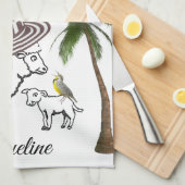 Sheep Palm Tree Wolken Küche Handtuch (Viertel Falte)