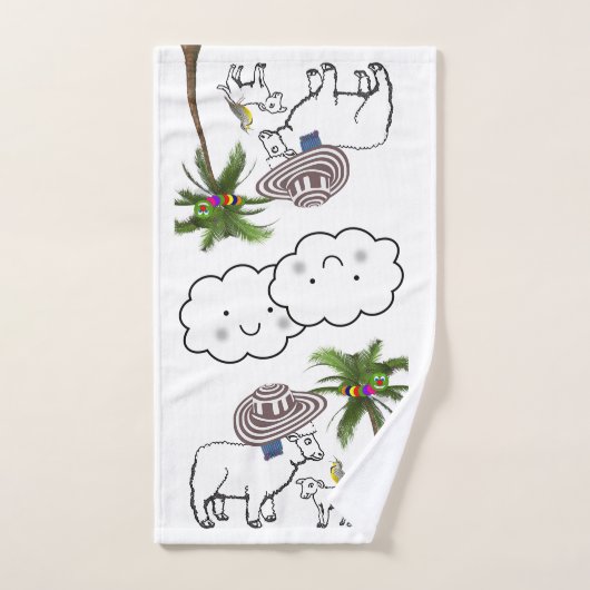 Sheep Palm Trees Bumblebee Badezimmer Handtuch Set (Handtuch)