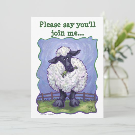 Sheep Party Center Einladung (Stehend Vorderseite)