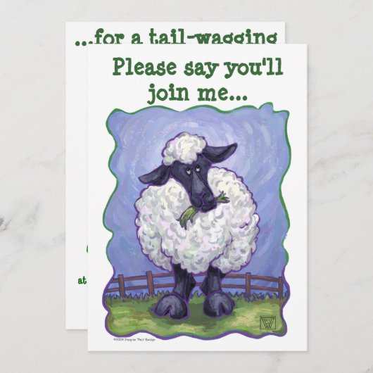Sheep Party Center Einladung (Vorne/Hinten)