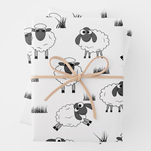 Sheep Pattern - Black and White Geschenkpapier Set (Beispiel)