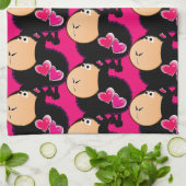 Sheep Pink Hearts Küche Handtuch (Gefaltet)