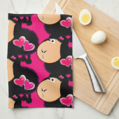 Sheep Pink Hearts Küche Handtuch (Viertel Falte)