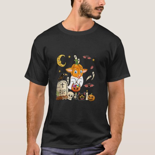 Sheep Pumpkin Face als Boo Ghost Halloween-Kostüm T-Shirt (Vorderseite)