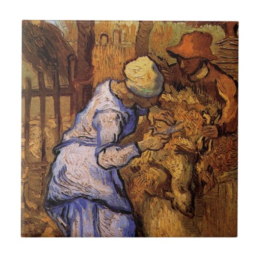 Sheep Sherzers (nach Millet) von Vincent van Gogh Fliese (Vorderseite)