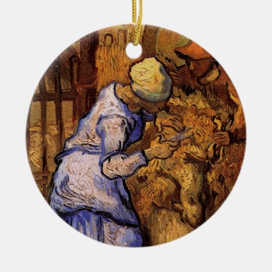 Sheep Sherzers (nach Millet) von Vincent van Gogh Keramik Ornament (Vorne)
