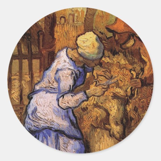 Sheep Sherzers (nach Millet) von Vincent van Gogh Runder Aufkleber (Vorderseite)