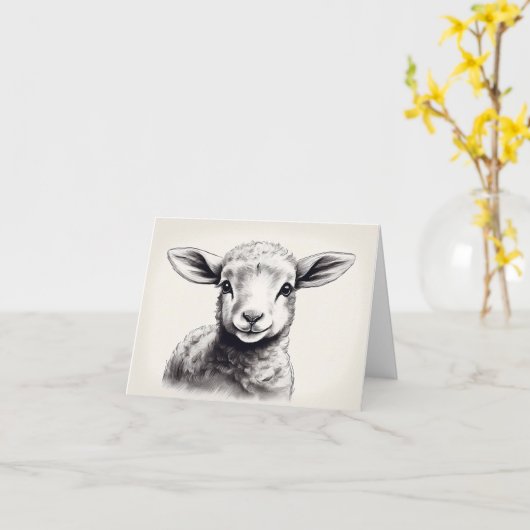 Sheep Sketch Oaster Karte (Gelbe Blume)