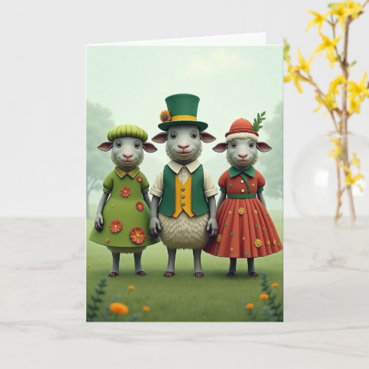Sheep Springtime Friends Card Karte (Gelbe Blume)
