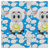 Sheep Sun Clouds Blauer Stoff (Nahaufnahme)