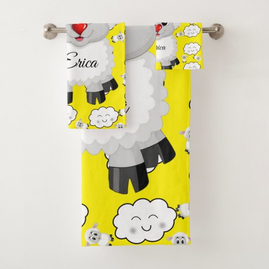 Sheep Sun Gelbe Wolken Handgriff Badezimmer Handtu Badhandtuch Set (Insitu)