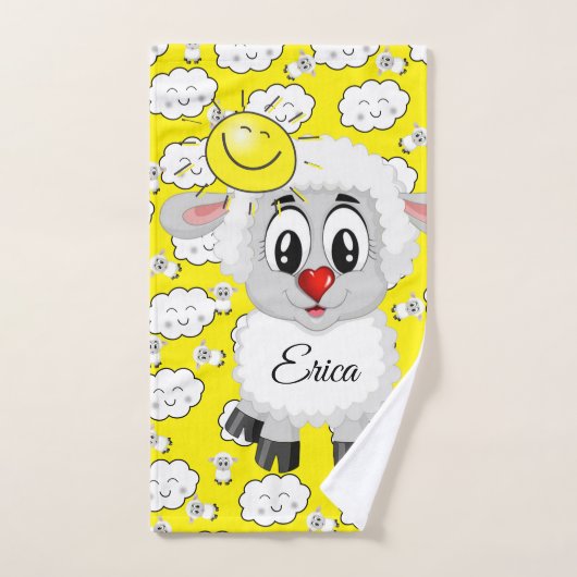 Sheep Sun Gelbe Wolken Handgriff Badezimmer Handtu Badhandtuch Set (Handtuch)