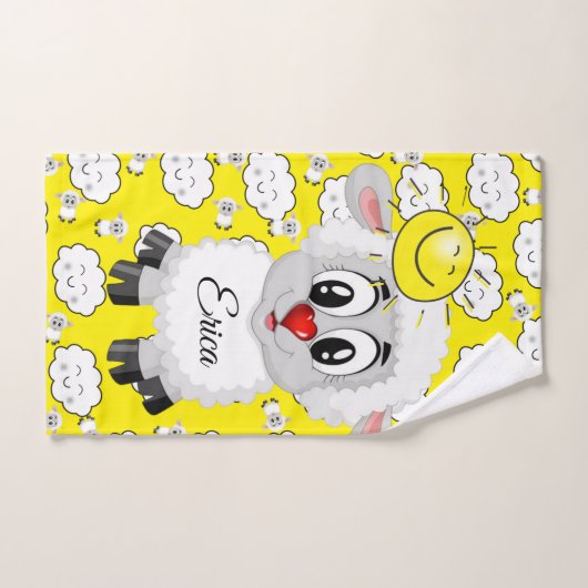 Sheep Sun Gelbe Wolken Handgriff Badezimmer Handtu Badhandtuch Set (Handtuch)