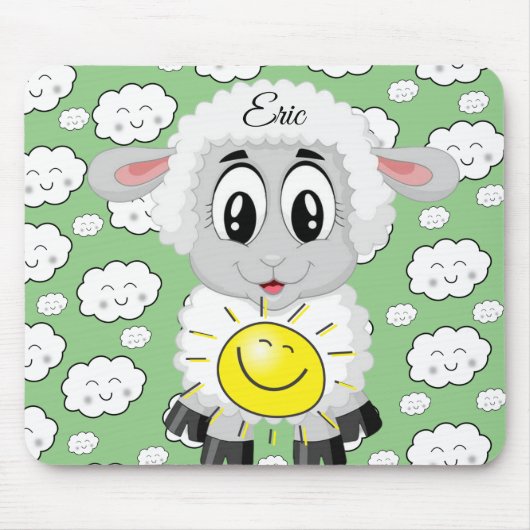 Sheep Sun Wolken Green Mouse Pad! Mousepad (Vorne)