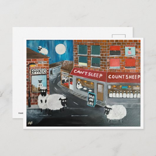 Sheep Town Malerei von Alfred Fox Collvable Postkarte (Vorne/Hinten)