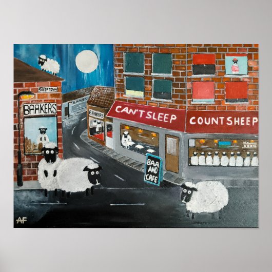 Sheep Town Painting von Alfred Fox Poster (Vorne)
