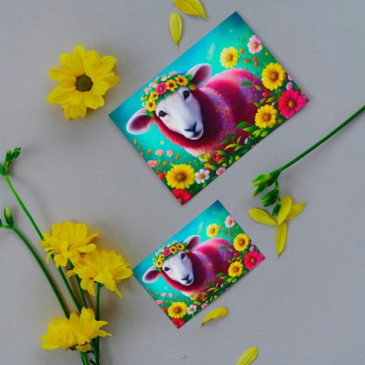 Sheep Trendy Colorful Blume Funny Festival Rechteckiger Aufkleber