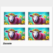 Sheep Trendy Colorful Blume Funny Festival Rechteckiger Aufkleber (Blatt)