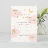 Sheep Twinkle Twinkle Moon Stars Girl Babydusche Einladung (Stehend Vorderseite)
