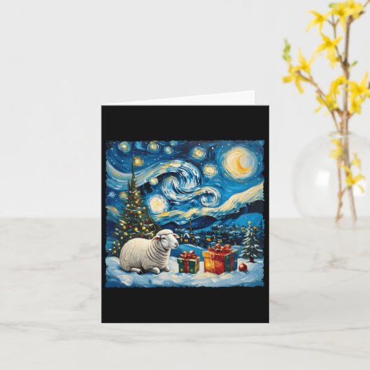Sheep Van Gogh Style Starry Night Weihnachtsfest Karte (Gelbe Blume)