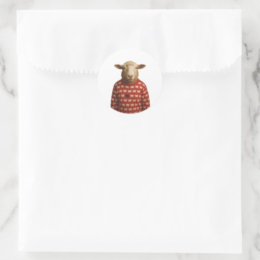 Sheep Wearing Black Sheep Sweater Runder Aufkleber (Tasche)