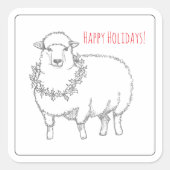 Sheep With Holly Quadratischer Aufkleber (Vorderseite)