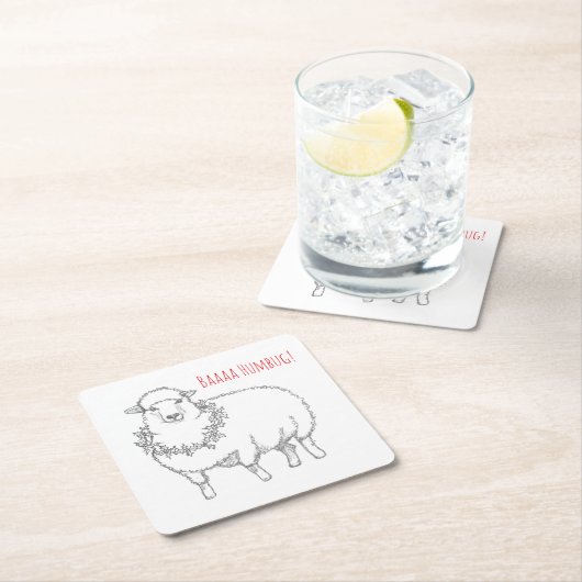 Sheep With Holly Rechteckiger Pappuntersetzer (Vor Ort)