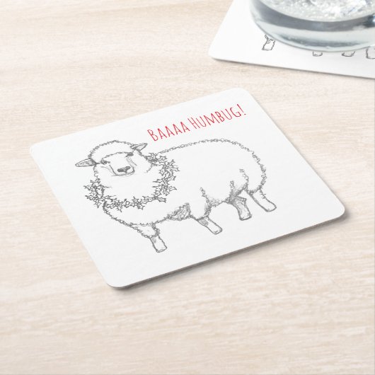 Sheep With Holly Rechteckiger Pappuntersetzer (angewinkelt)